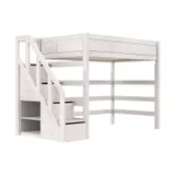 Life Time Premium Hochbett - White Wash - 177 cm - 120 cm - Mit Treppenschrank
