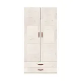 LIFETIME Kidsrooms Kleiderschrank mit 2 Türen - 2 Schubladen - Trennwand - White Wash