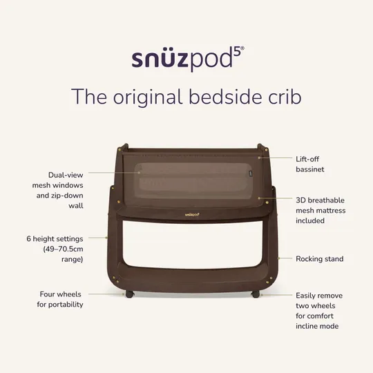 Snuz Co-Sleeper SnuzPod 5 - Ebony