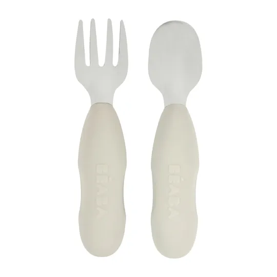 Beaba Besteckset – 2er Set – Silikon – Grau