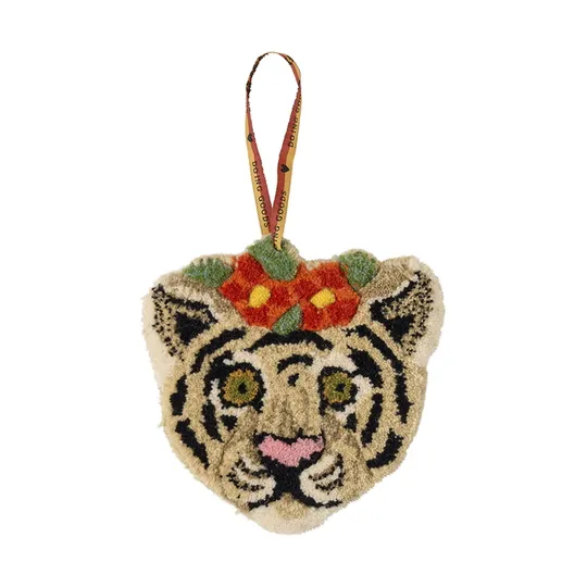 Doing Goods Wandhänger Tierkopf - Tapis Amis - Floral Weißer Tiger