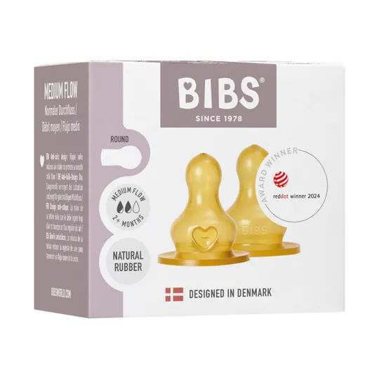 BIBS Flaschensauger Rund - Medium Fow - 2er Pack - Latex