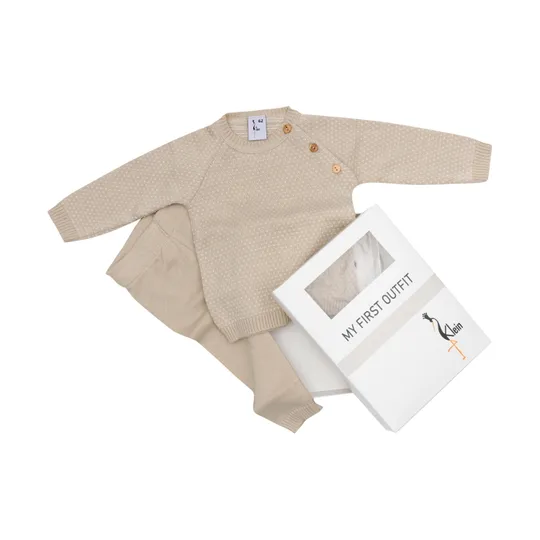 Klein Baby Anzug – Knitted – Beige Sand