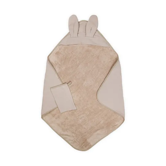 Bambus-Badecape mit Waschlappen – Duo-Set Waffelmuster – 75 x 75 cm
