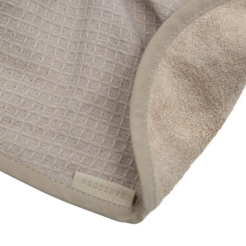 Bambus-Badecape mit Waschlappen – Duo-Set Waffelmuster – 75 x 75 cm
