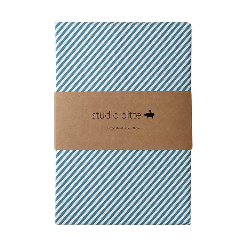 Studio Ditte Spannbettlaken - 90 x 200 cm - Streifen Denim