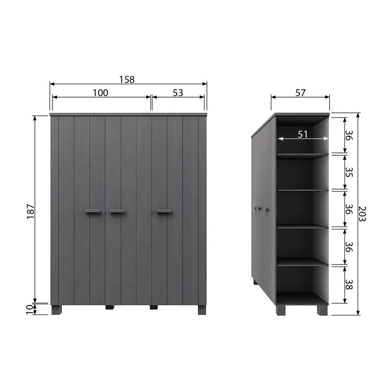 Woood Dennis Kleiderschrank 3-türig