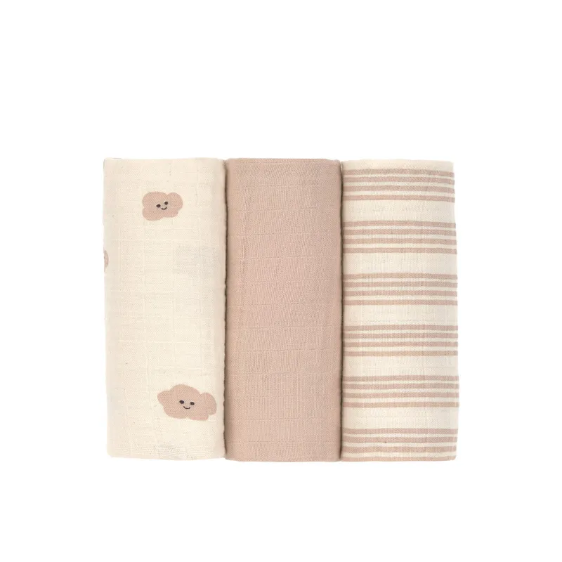 Lässig Swaddle & Burp Tücher - Tiny Team - 3er - Pack- 60 x 60 cm - Mushroom