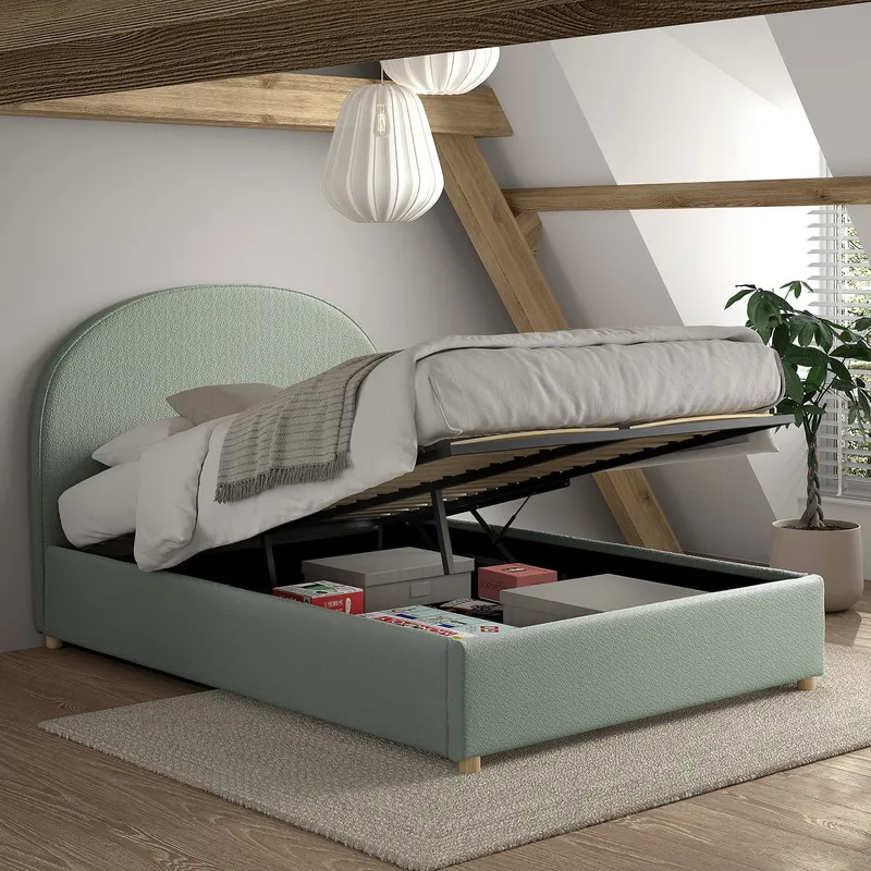 Vipack Bett - Moon Storage - 140 x 200 cm - Bouclé