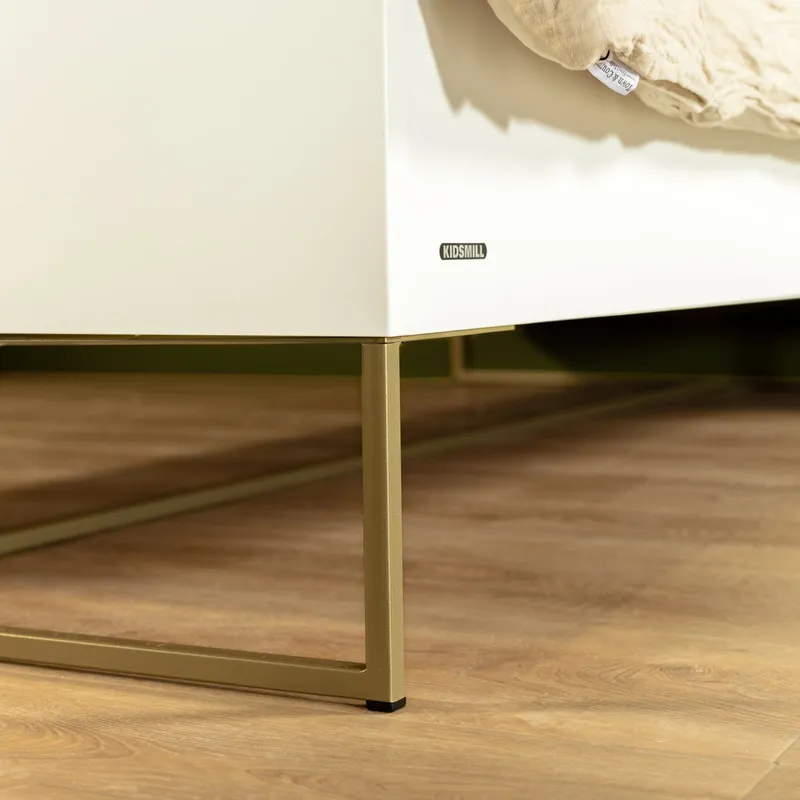 Kidsmill Intense II Kinderzimmer Weiß / Messing patiniert | Schlafsofa 90 x 200 cm + Schreibtisch
