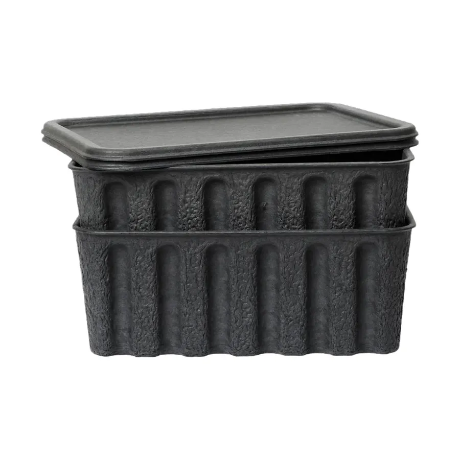 Ferm Living Aufbewahrungsboxen - Paper Pulp Box - Large - 2er - Set - Charcoal