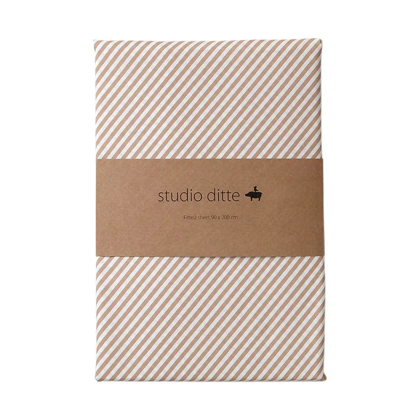Studio Ditte Spannbettlaken Streifen Toffee - 140x200 cm