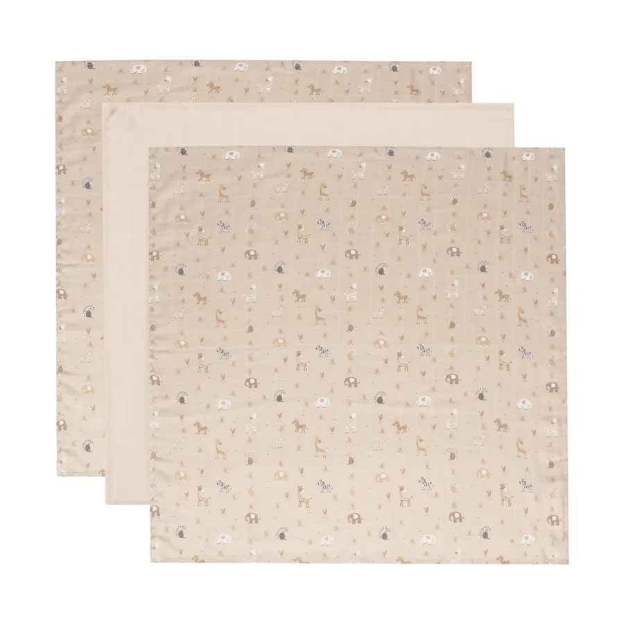 Bebe-Jou Musselin Tücher - Steppe - 70x70 cm - 3 Stück