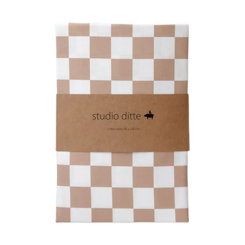 Studio Ditte Spannbettlaken Toffee Kariert - 90x200 cm