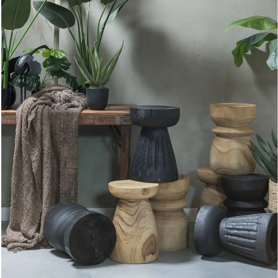 Woood Bikkel Hocker – Holz – Schwarz
