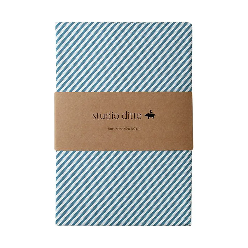 Studio Ditte Spannbettlaken - 90 x 200 cm - Streifen Denim