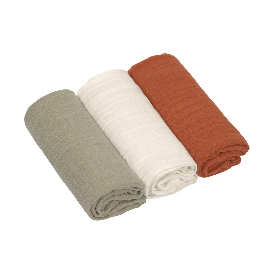 Lässig Wickeltuch Olive/Milky/Rust 3 Stück