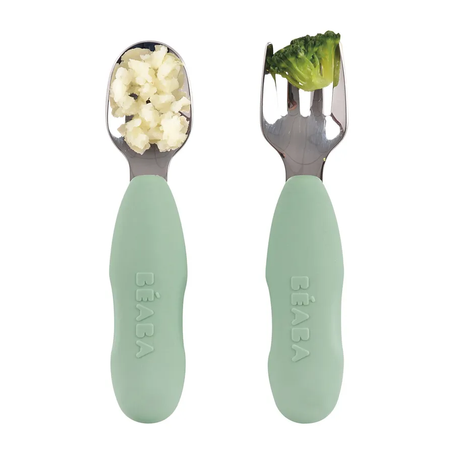 Beaba Besteckset – 2er Set – Silikon – Grün